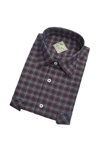 EREN STYLE Cămașă clasică, 100% bumbac, cu mâneci lungi, fără transpirație, din țesătură de flanel de iarnă, cu două buzunare și închidere (Regula
