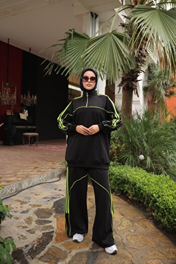 MİMİ Luxury Wear Women's Stylish Hijab Tracksuit Set with Zipper & Bottom Top Set