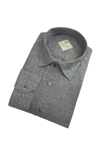 GÖMLEK GALERİSİ Classic Wide Cut Hidden Plaid Flannel Long Sleeve Men's Shirt