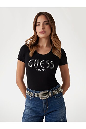Guess T-Shirt with Rhinestone Stone Logo