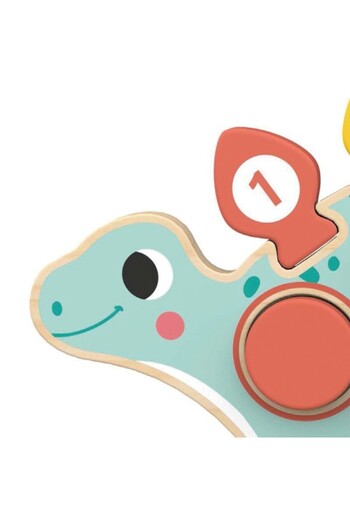 eDebara Hi Pando Educational Wooden Puzzle - Dinosaur: geometric shapes and numbers for children 18 months+