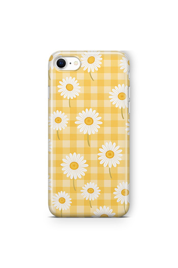 FLAMENKO Transparent Phone Case for iPhone 6 Plus / 6S Plus Yellow Checkered Daisy Pattern