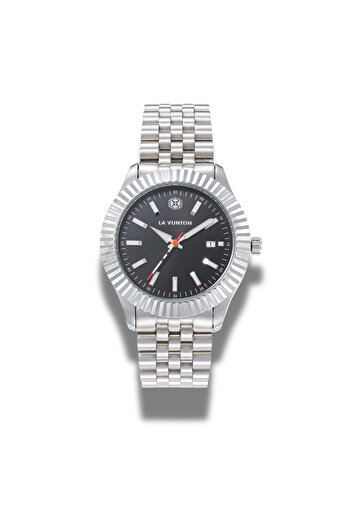 la vunton Men's watch with a silver-colored steel strap