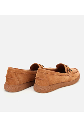 Hotiç Kadın Süet Deri Taba Yumuşak Tabanlı Comfort Günlük Loafer