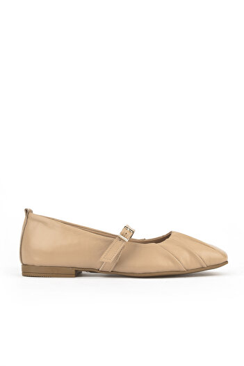 Ziya , Women's Genuine Leather Ballerinas 1531054Z3436 Tan