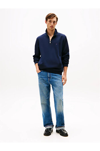 Tommy Hilfiger Men's Long Sleeve Regular Stand Collar Casual Blue Sweatshirt Mw0Mw36510-Dw5