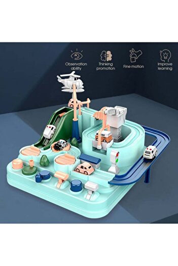 COOYA Car Rescue Adventure Toys for 3+,Race Car Tracks for Boys and Girls,City Rescue Toy Set(Macaron)