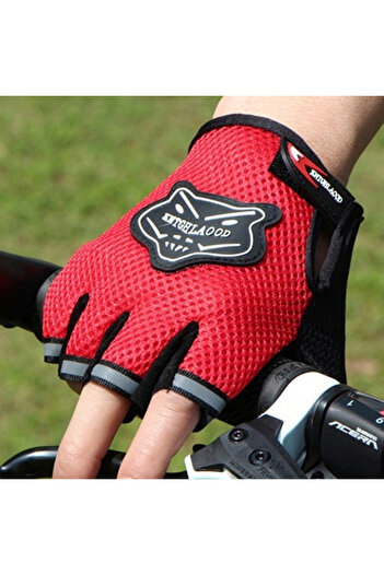 China Red fingerless gloves