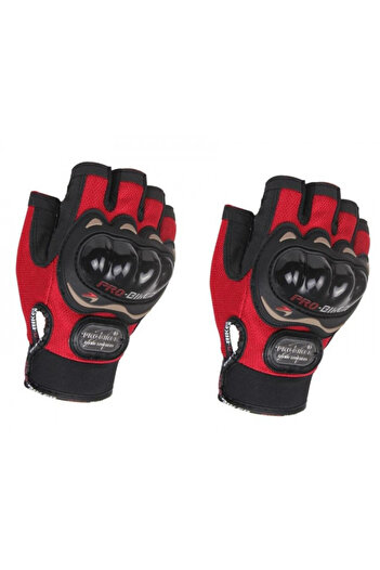 ProBiker Pro Biker Fingerless Gloves (Red Color)