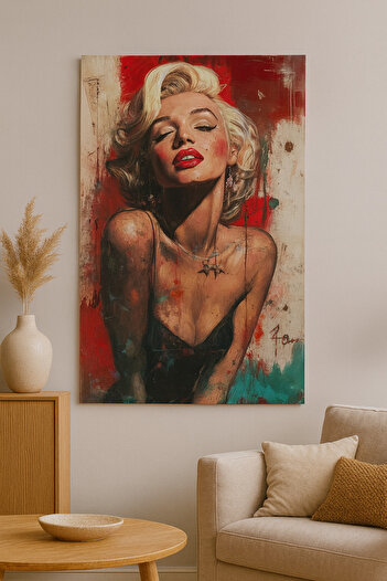 BLT DİZAYN Red Passion Glass Painting – Modern Female Portrait and Artistic Touch