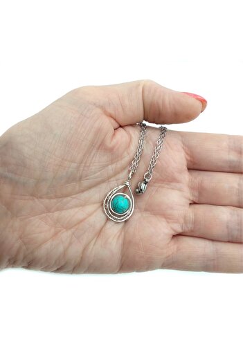 OEM Turquoise pendant, silver plated, handmade
