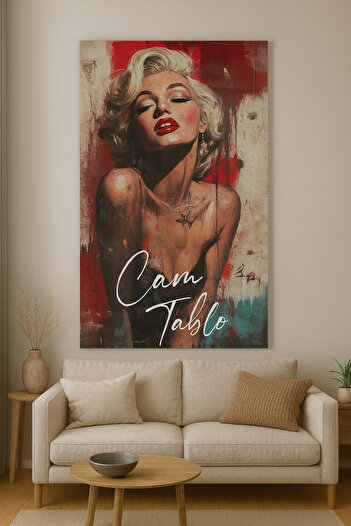 BLT DİZAYN Red Passion Glass Painting – Modern Female Portrait and Artistic Touch