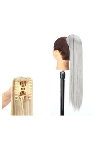 animis beauty Ponytail extensions, Silver Grey, straight, clip-in type, 60 cm, synthetic fiber with look