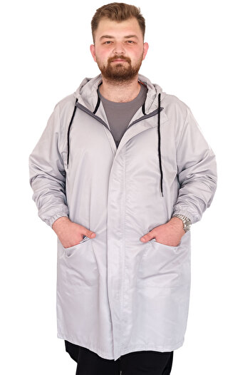 ModeXL Mode XL Large Size Men's Raincoat Hooded 22700 Gray