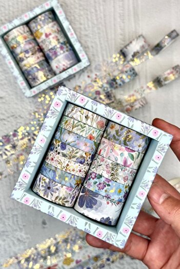 Ecrou Bm-1538 12 Pieces Gilt Flower Patterned Paper Tape