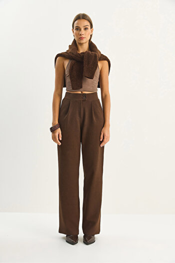 Bianco Lucci Women's High Waist Double Button Palazzo Pants 1014 60283577