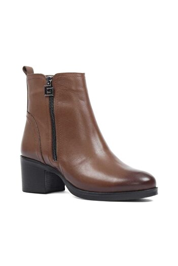 Celal Gültekin Women's Walnut Double Zipper Leather Boots