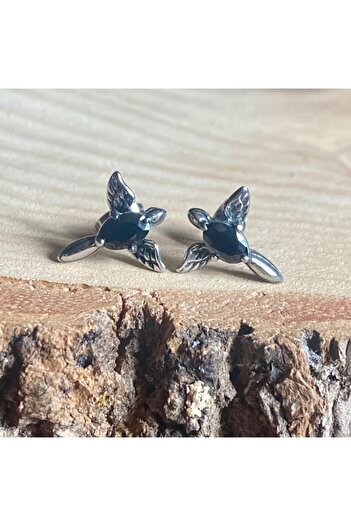 Viking Wing Zircon Stone Design Nail Model 316L Stainless Tarnish-Free Steel Earrings Pair