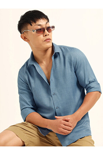 Bushirt By Styli Men Blue Classic Casual Shirt