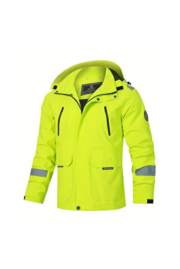 Evil wolf Men's Waterproof Jacket with Hood and Pockets for Outdoor Activities XXL
