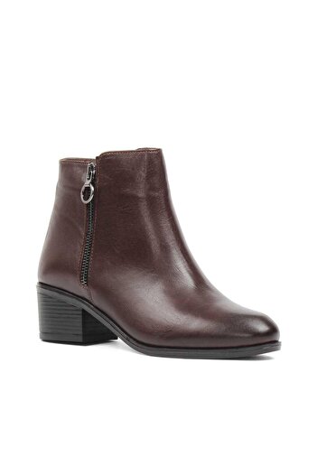 Celal Gültekin Women's Brown Zippered Leather Boots