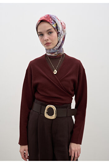 Fresh Nerissa Desen Cotton Viscose Scarf Bordo