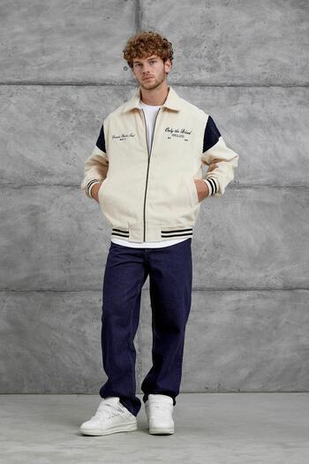 NOMARC Ecru White Nmrc Embroidery Detailed Velvet Oversize Jacket