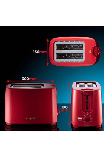 MyRia MY4016 Toaster, 2 slices, 700W, red