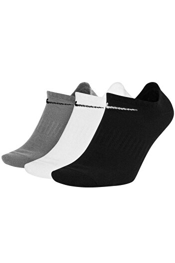 Nike Dri Fit Everyday Cotton Lightweight No Show 3 Pack Unisex κάλτσες χωρίς κάλτσες 3 ζευγάρια Λευκό-Γκρι-Μαύρο