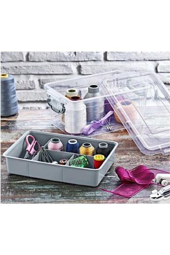 Flora Bölmeli Kilitli Saklama Kutusu, Bujiteri Takı İlaç Dikiş İp Kırtasiye Oyuncak Organizer 3 Litre