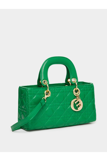 Take Two By Styli Green Quilted Bag with Metal Charm