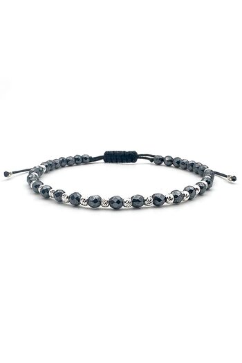 Velar Bracelets Bratara din Snur cu Pietre Semipretioase Hematit si Bile din Argint 925