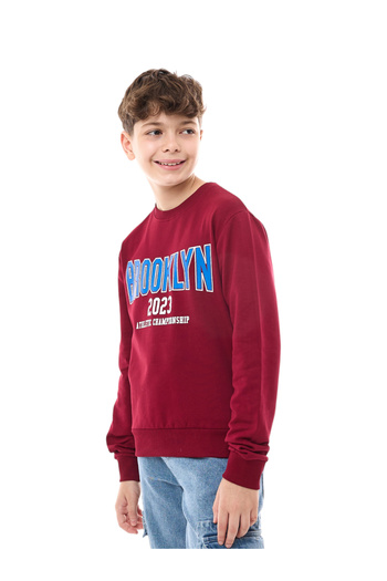 Victor and Jane By Styli Teens Maroon Graphic Print Sweatshirt
