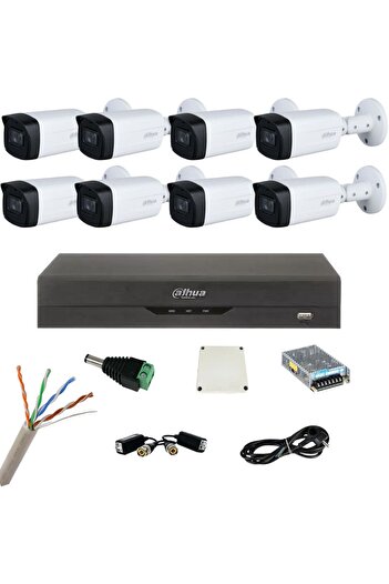 DAHUA 8-camera 5MP surveillance kit, IR 80m, Starlight, 8-channel 8MP DVR, accessories
