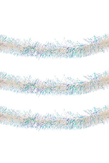 SHOPIENS Holographic Christmas Tinsel, 3m x 8cm, White (MYONNA)