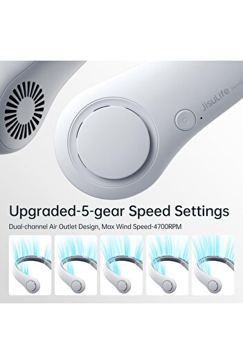 JISULIFE Portable Neck Fan - Hands-Free Bladeless 4000 mAh Wearable Personal Fan