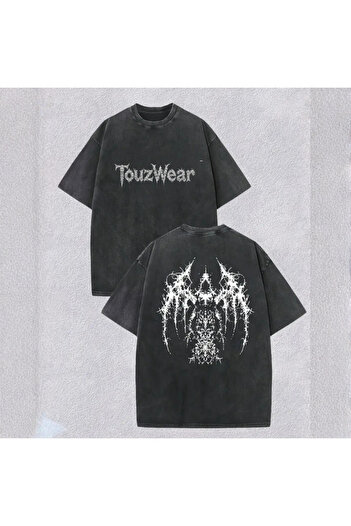 Touz Moda Gothic Angel Printed Washable Vintage Unisex Oversize T-Shirt