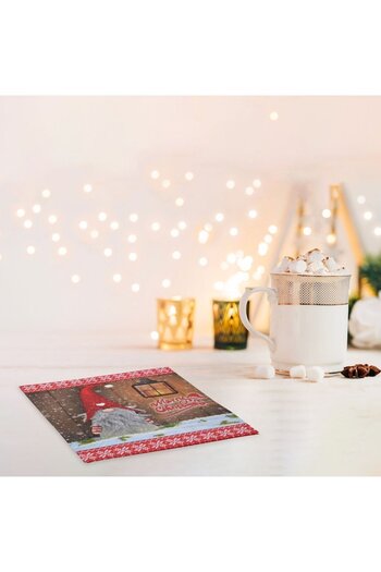 SHOPIENS Christmas Table Napkins Santa Gnome 33x33 cm, Set of 20, 2-Ply, Brown/Red