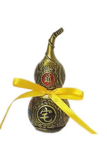 ZODIACOOL Wu Lou feng shui health amulet for disease protection, vintage gold metal gourd, 4 cm
