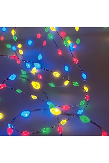 SHOPIENS LED light string (copper), 123 bulbs, multicolor, 2.09 m, programmable, AA batteries