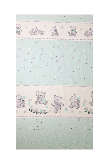 Beberoyal Set de lenjerie de pat din bumbac, 3 piese, pentru saltea de 120 x 60 cm, Bears & Toys Turquoise