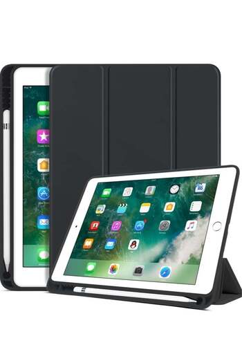 Generic SmartGrist iPad 6th/5th Gen Case with Pencil Holder, Folio Stand - 9.7-inch (2018/2017), Black