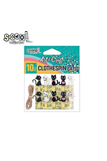 S COOL Craft accessories, wooden clips, cat, 10 pcs/set - S-COOL