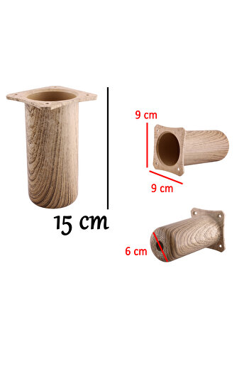 Badem10 Plastic Liva Natural Oak 15 cm Furniture Sofa Armchair Base Riser Heightening Leg Feet