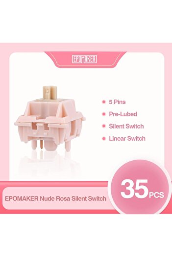 Epomaker Nude Rosa 39gf Silent Gaming Keyboard Switches, 35 PCS, 5-Pin, Pre-Lubed