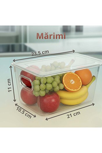 Köken Set of 2 Food storage boxex with lid, organizer for kitchen/office, BPA-free transparent plastic