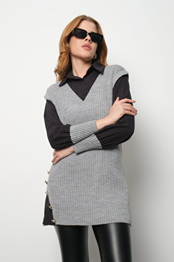 Moda Days Ribbed Knit Sweater Shirt Double Combination