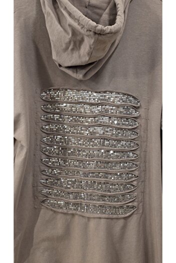 Park Moda Jacket with Sequin Detail on the Back and Zipper Closure