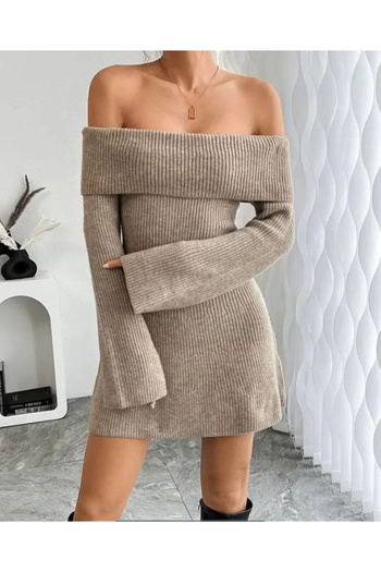 npLStore Women's New Season Madonna Collar Mini Knitwear Dress