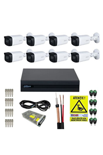 DAHUA 8-Camera Surveillance Kit 2MP, IR 40m, 2.8mm Lens, IP67, 8-ch DVR (1080N/720p), Accessories